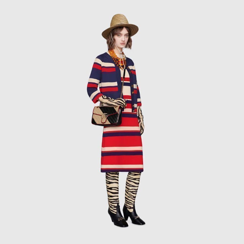 Gucci Women Silvie Striped Wool Cardigan Size Medium - Picture 2 of 16